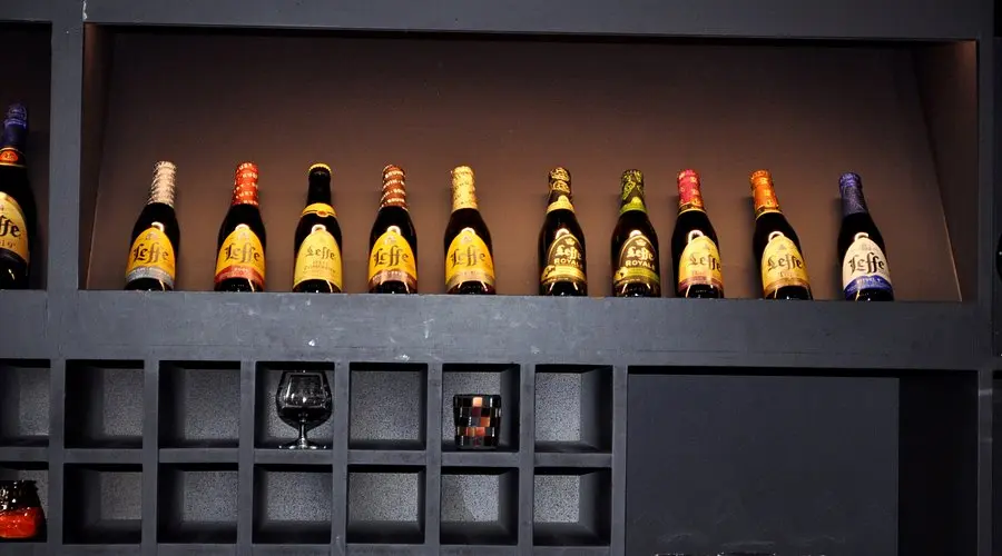 Collection of Leffe beers at Maison Leffe in Dinant