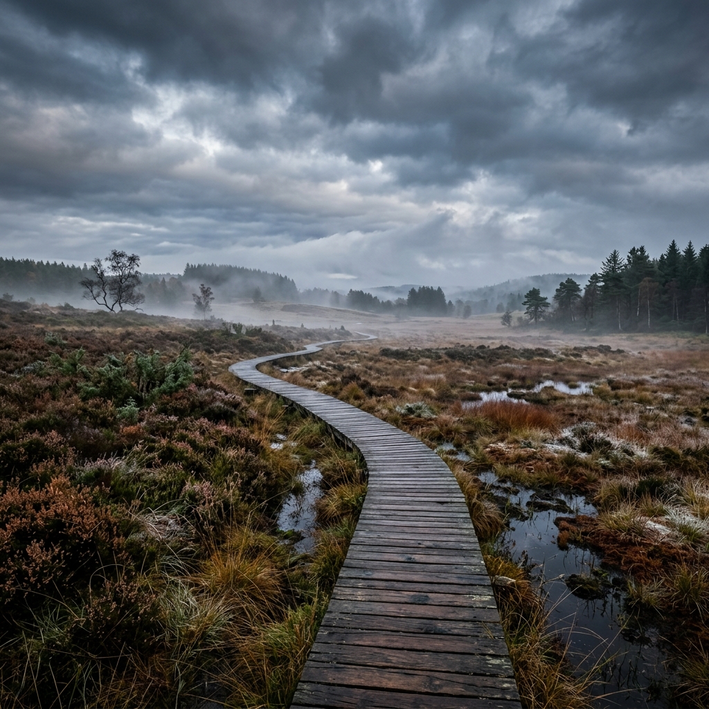 The vast expanses of the Hautes Fagnes peat bogs, the natural filtering basin for Spa water