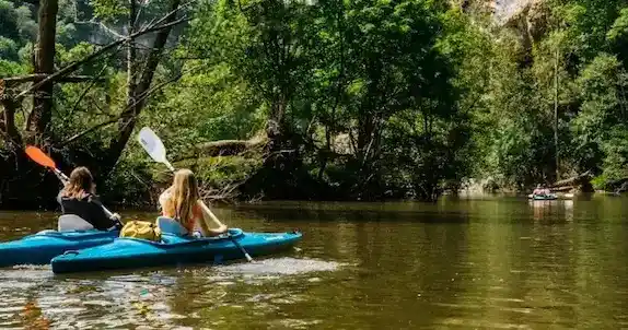 Descente de la Lesse en kayak entre Gendron et Anseremme, près de Dinant